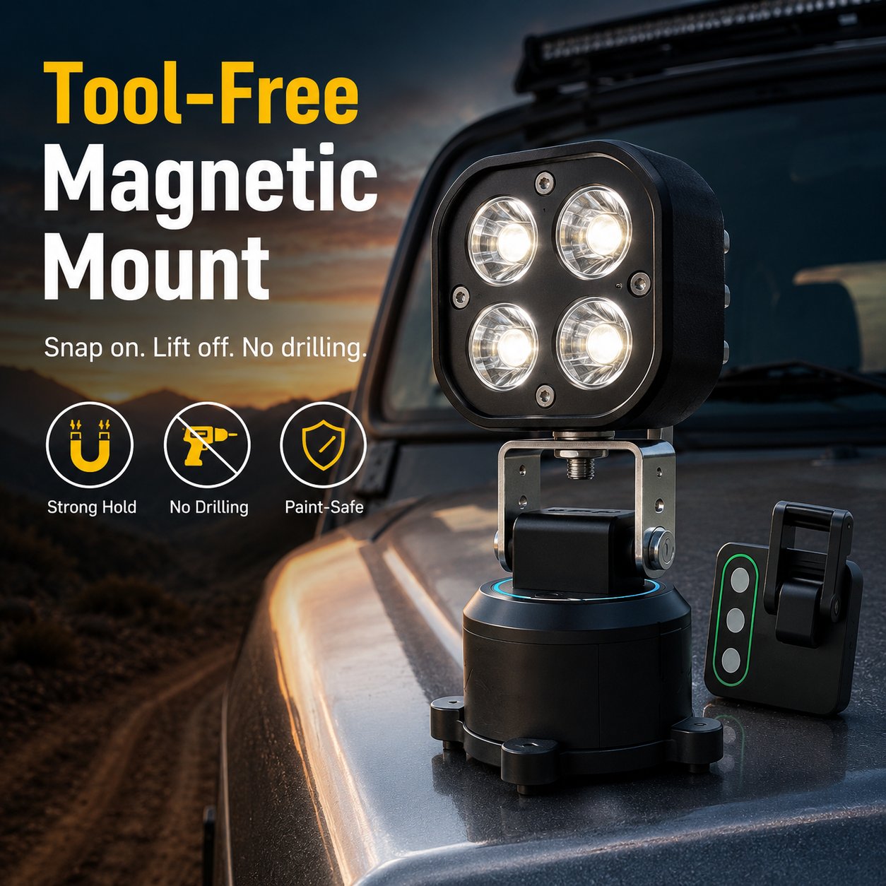 360° Omni‑Directional Magnetic LED Pod Light, Portable Camping LED Work Light for Outdoor, Car, Emergency