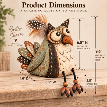 🍂 Rustic Owl Shelf Sitter Decor with Dangling Legs
