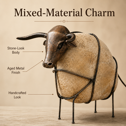 Vintage Stone-Look Bull Figurine