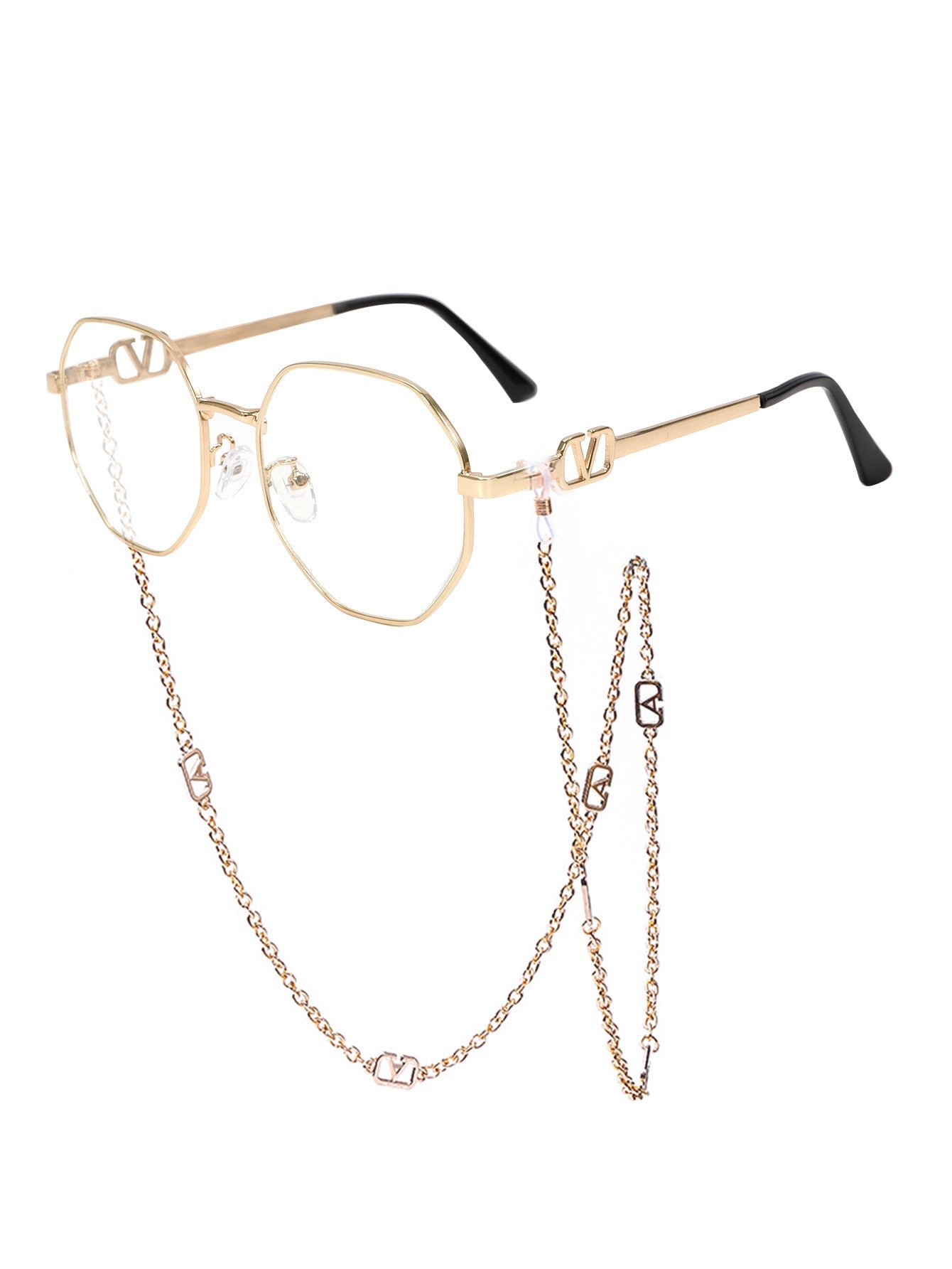 Jewelry-Inspired Statement Sunglasses with Crystal Pendant Chain
