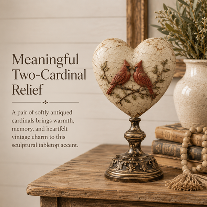 Vintage Distressed Heart Pedestal Sculpture