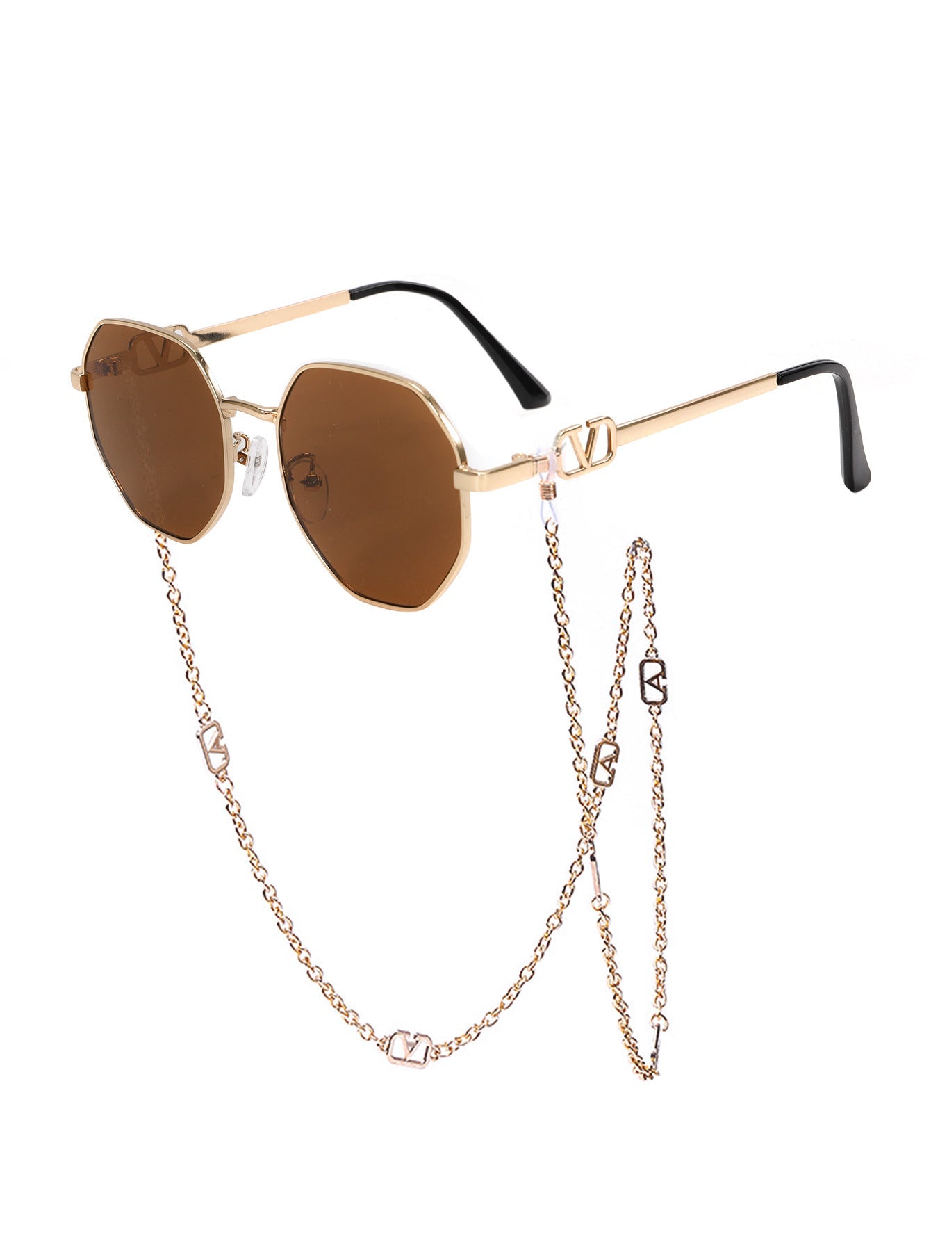 Jewelry-Inspired Statement Sunglasses with Crystal Pendant Chain