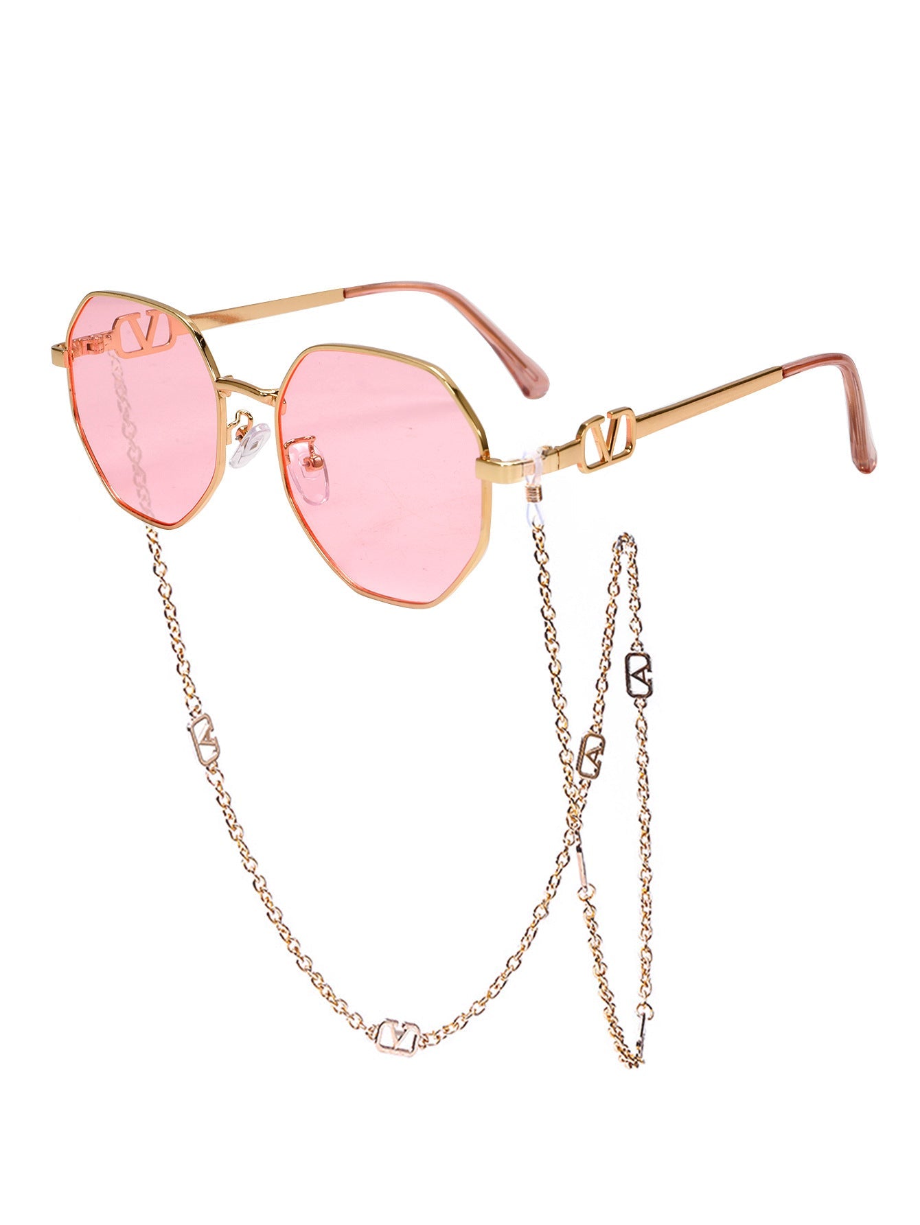 Jewelry-Inspired Statement Sunglasses with Crystal Pendant Chain
