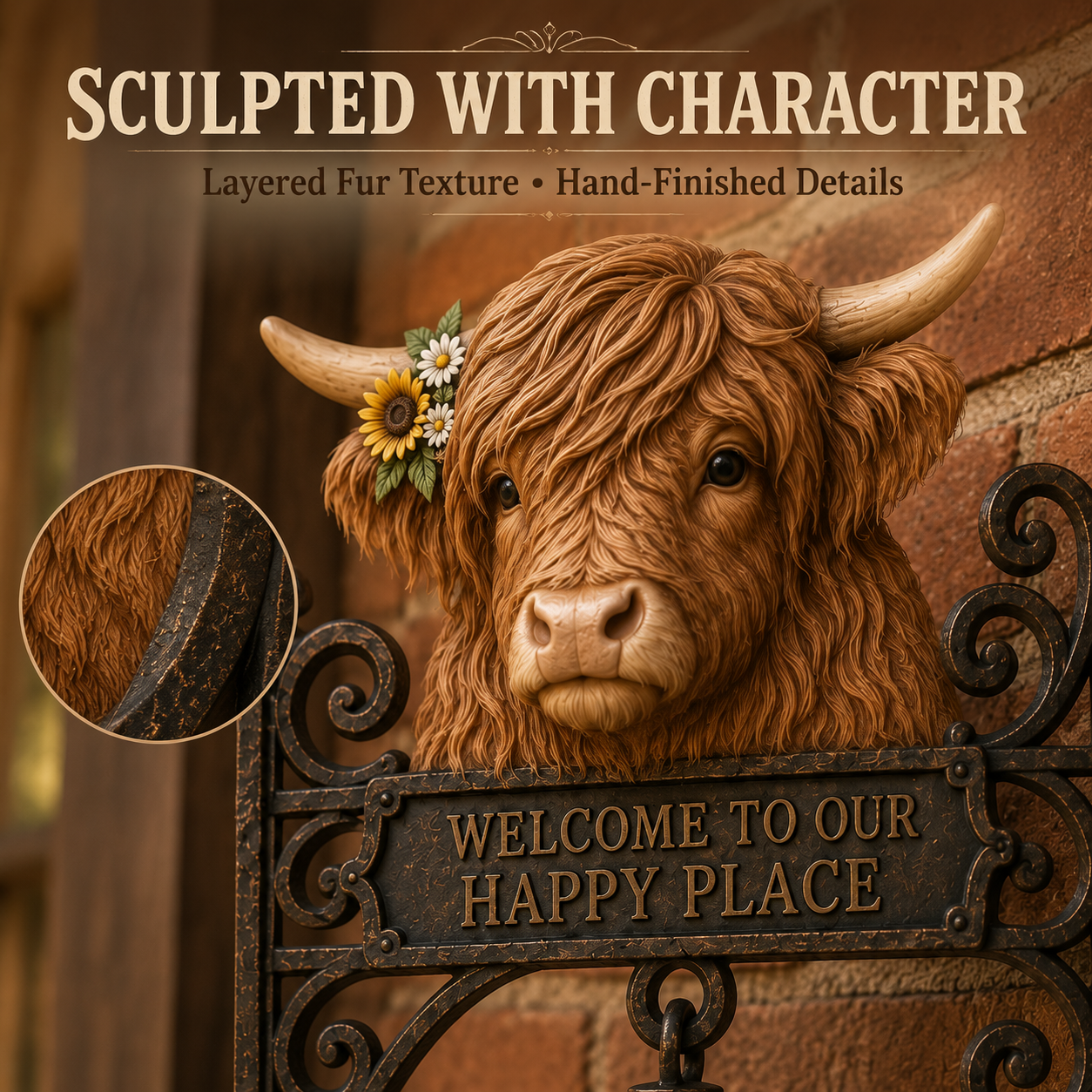 🐂🔔Highland Cow Farmhouse Welcome Bell