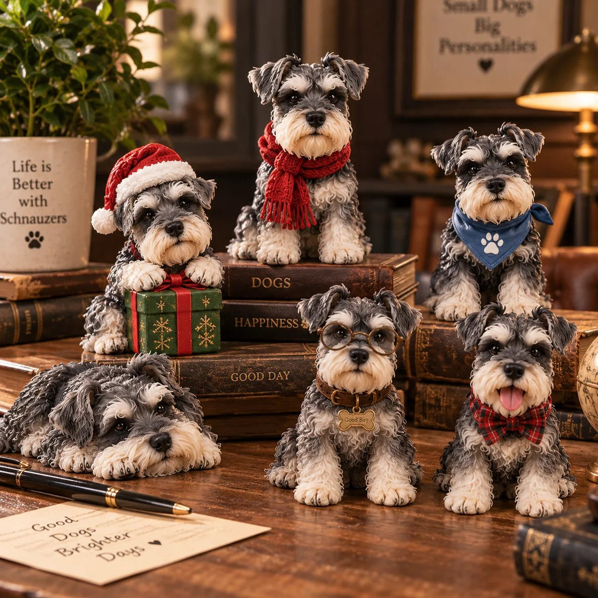 24 Days of Mini Schnauzer Magic – 24-Piece Dog Figurine Surprise Countdown Collection, Cute Christmas Gifts for Schnauzer Lovers