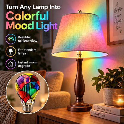 Stained Glass Rainbow LED Bulb – Colorful Ambient Mood Light for Any Lamp