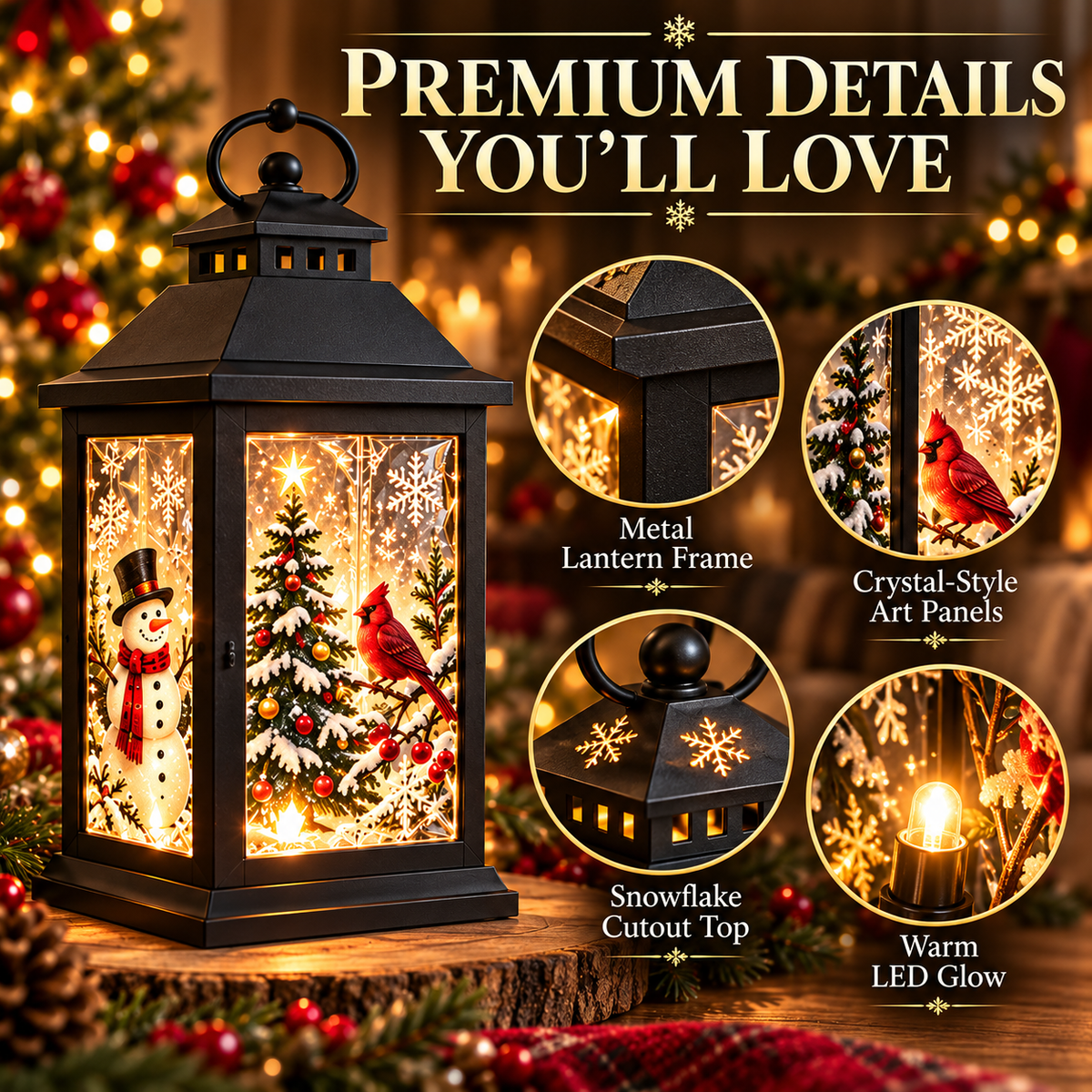 Interchangeable Crystal Lantern™ – Light-Up Holiday Décor