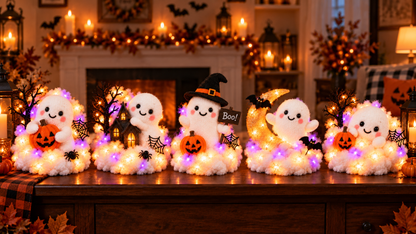 Whimsical Halloween Ghost Decor – Cute Staircase & Tabletop Display