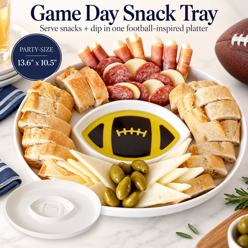 Game Day Football Serving Tray – Porcelain Snack & Dip Platter