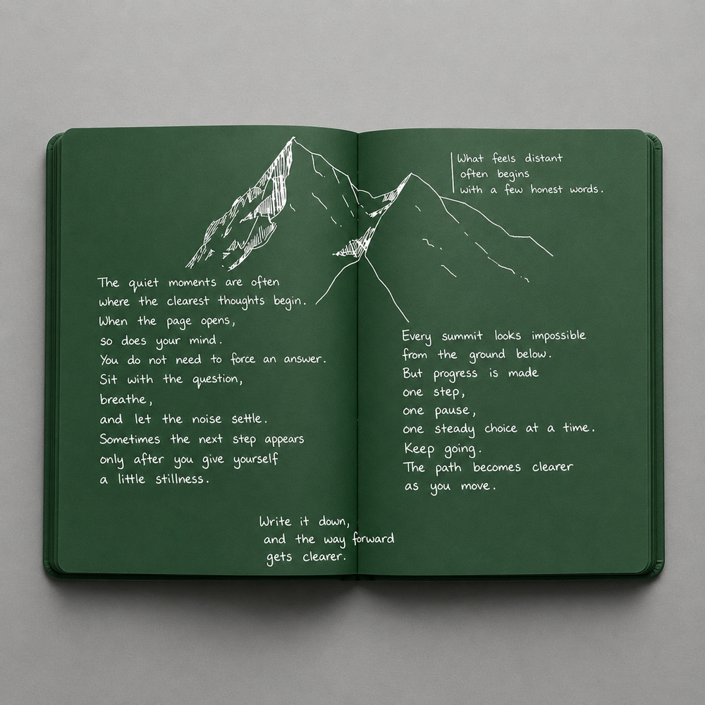 Forest green notebook pages