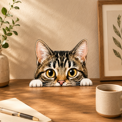 Peeking Cat Shelf Sitter Decor