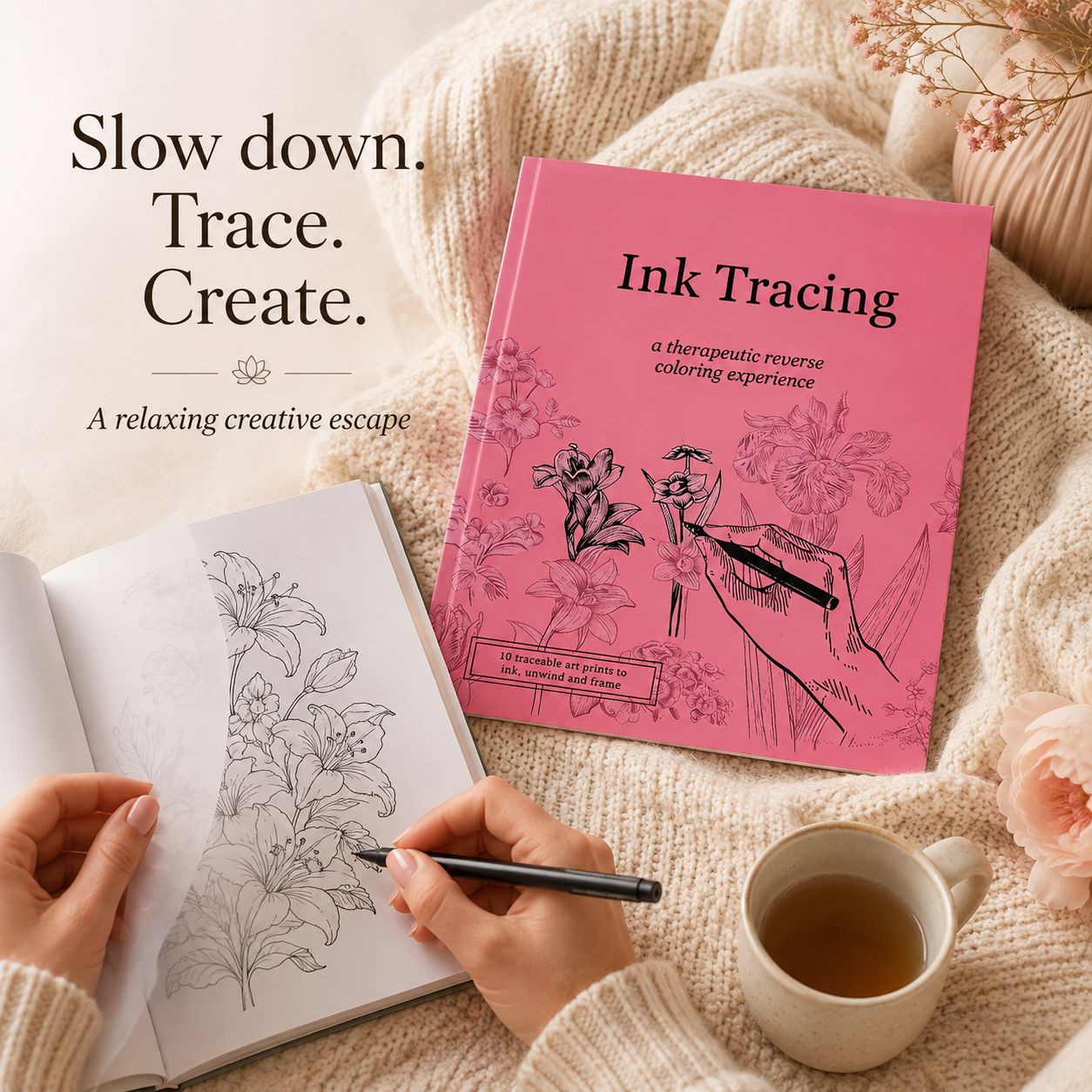 Beginner-Friendly 💕 Ink Tracing – A Relaxing Reverse Coloring Experience