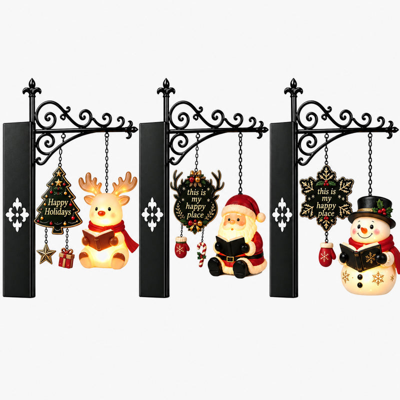 📚🎄 Cozy Christmas Shelf Glow – Hanging Holiday Character Reading Nook Light