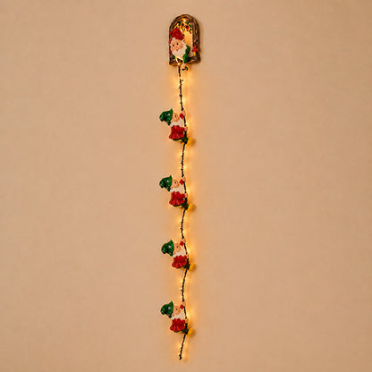 🎄 Handmade Climbing Gnome Christmas String Lights, Indoor Outdoor Wall Hanging Holiday Decor