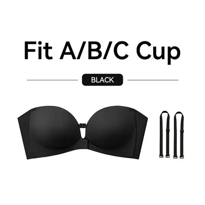 Stay-Up Strapless Front Closure Support Bra – No-Slip Lift & Smooth Side Fit