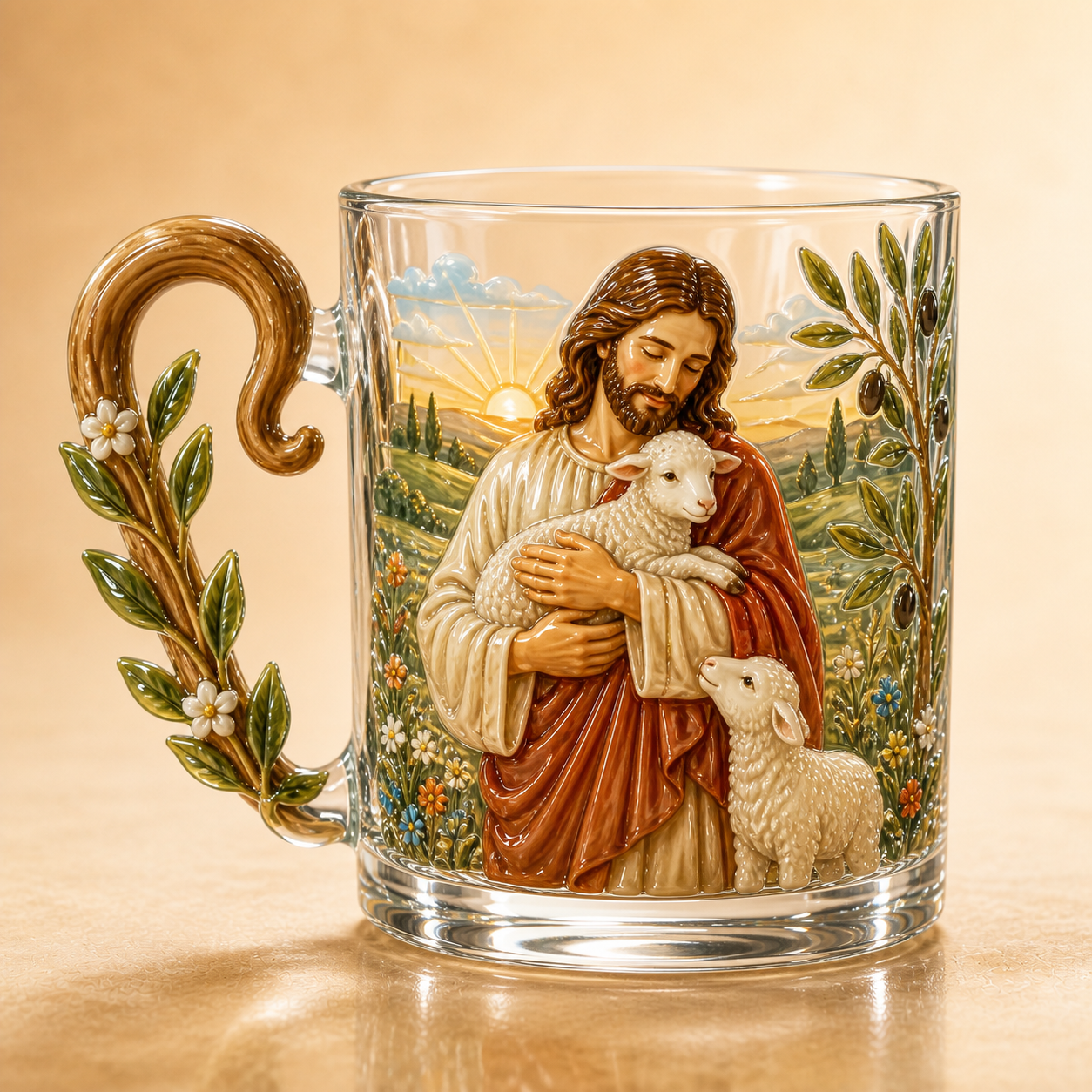3D Christian Glass Mug – Jesus & Virgin Mary Faith Gift for Mom, Grandma & Believers