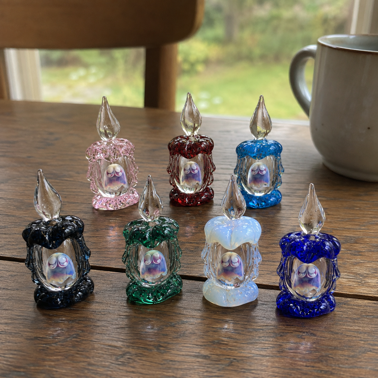 Tiny Ghost in a Glass Candle – Sun-Catching Collectible Figurine