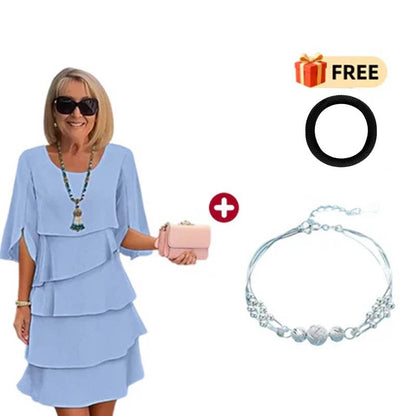 🎁 50% OFF! Women's Elegant Layered Ruffle Sleeve Dress – Effortless Style for Every Occasion 💃