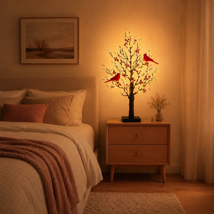 🎉✨ 2026 Vintage Glowing Cardinal Tree
