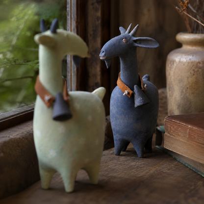 Whimsical Farmhouse Goat Figurines Set of 2