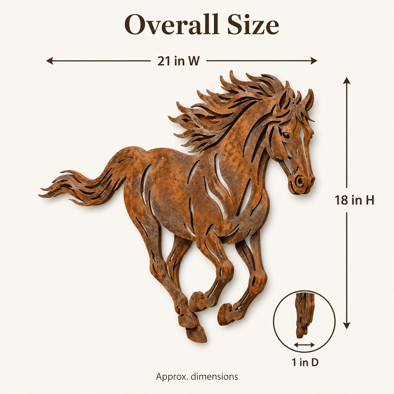 Rustic Running Horse Metal Wall Decor