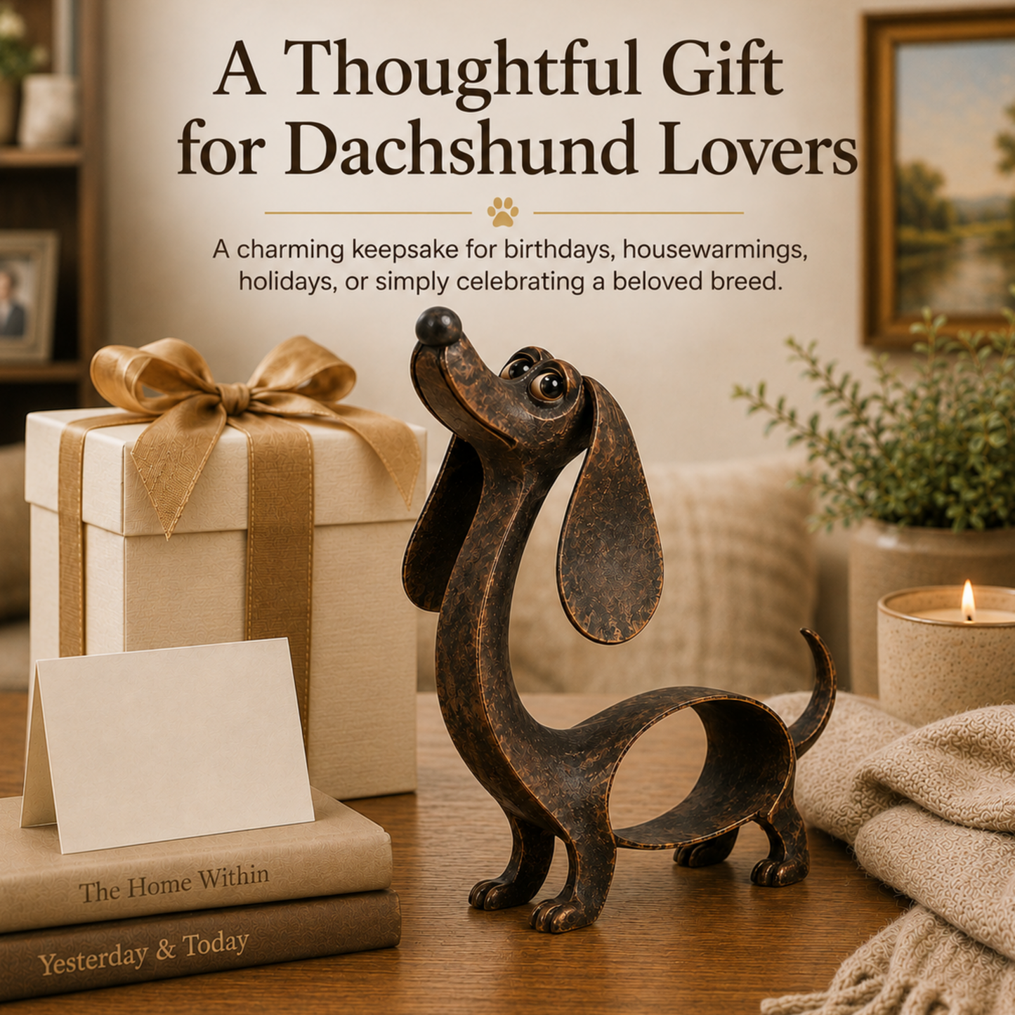 Antique Bronze Dachshund Sculpture