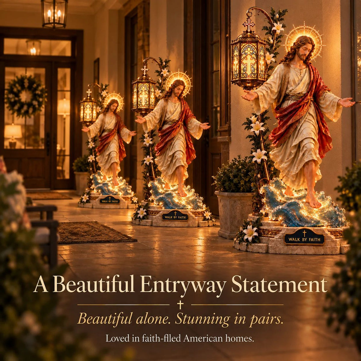 ✨✝️✨ Walk by Faith Jesus Reflection Light – Walking on Water Christian Decor