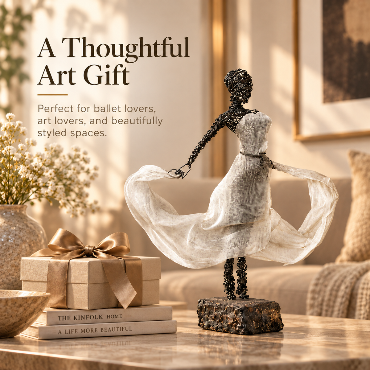 ✨Wire Female Ballet Sculpture | Unique Handcrafted Art Ornament, Elegant Decor for Living Room & Art Lovers🎁