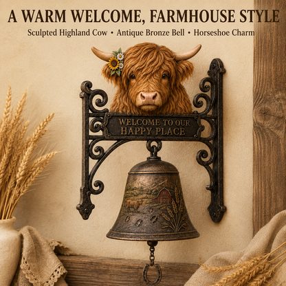 🐂🔔Highland Cow Farmhouse Welcome Bell