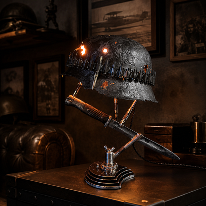 ⏰ 49% OFF Today Only!–🪖 War Relic Vintage Helmet Table Lamp