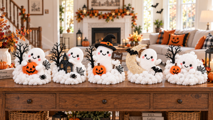 Whimsical Halloween Ghost Decor – Cute Staircase & Tabletop Display