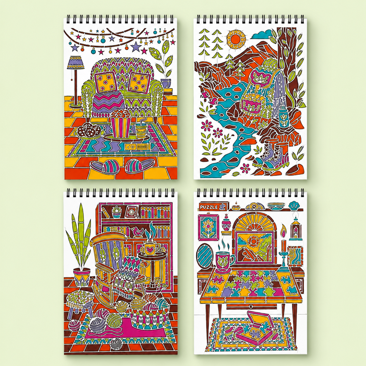 Trace-By-Groove Guided Flow Art Coloring Pad with Double-Sided Markers