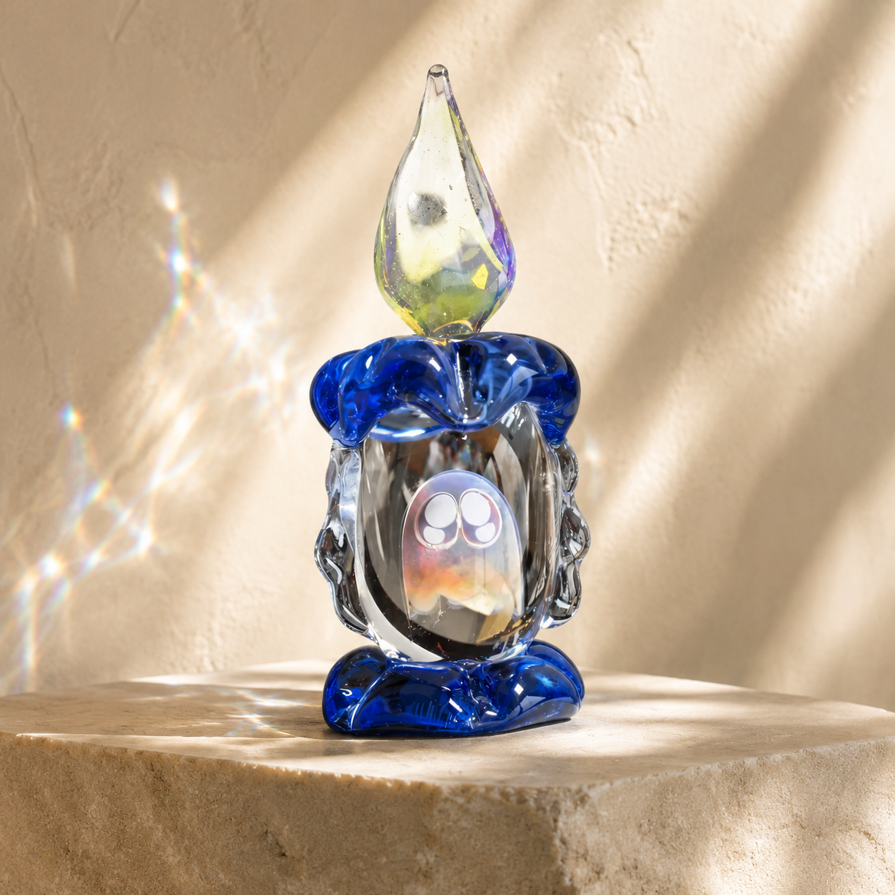 🕯 Tiny Ghost in a Glass Candle – Sun-Catching Collectible Figurine