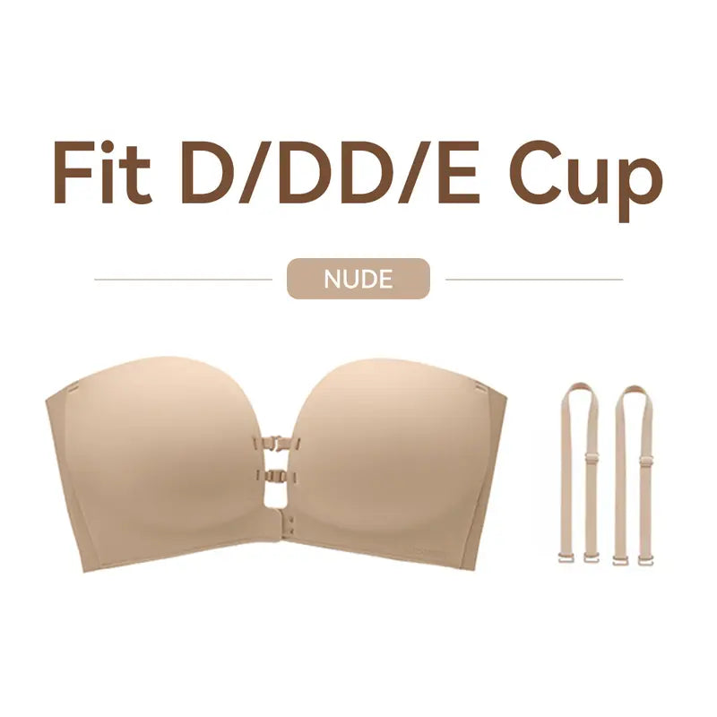 Stay-Up Strapless Front Closure Support Bra – No-Slip Lift & Smooth Side Fit