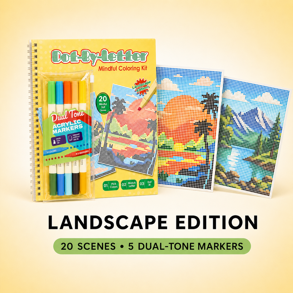 Landscape Edition dot-by-letter coloring kit