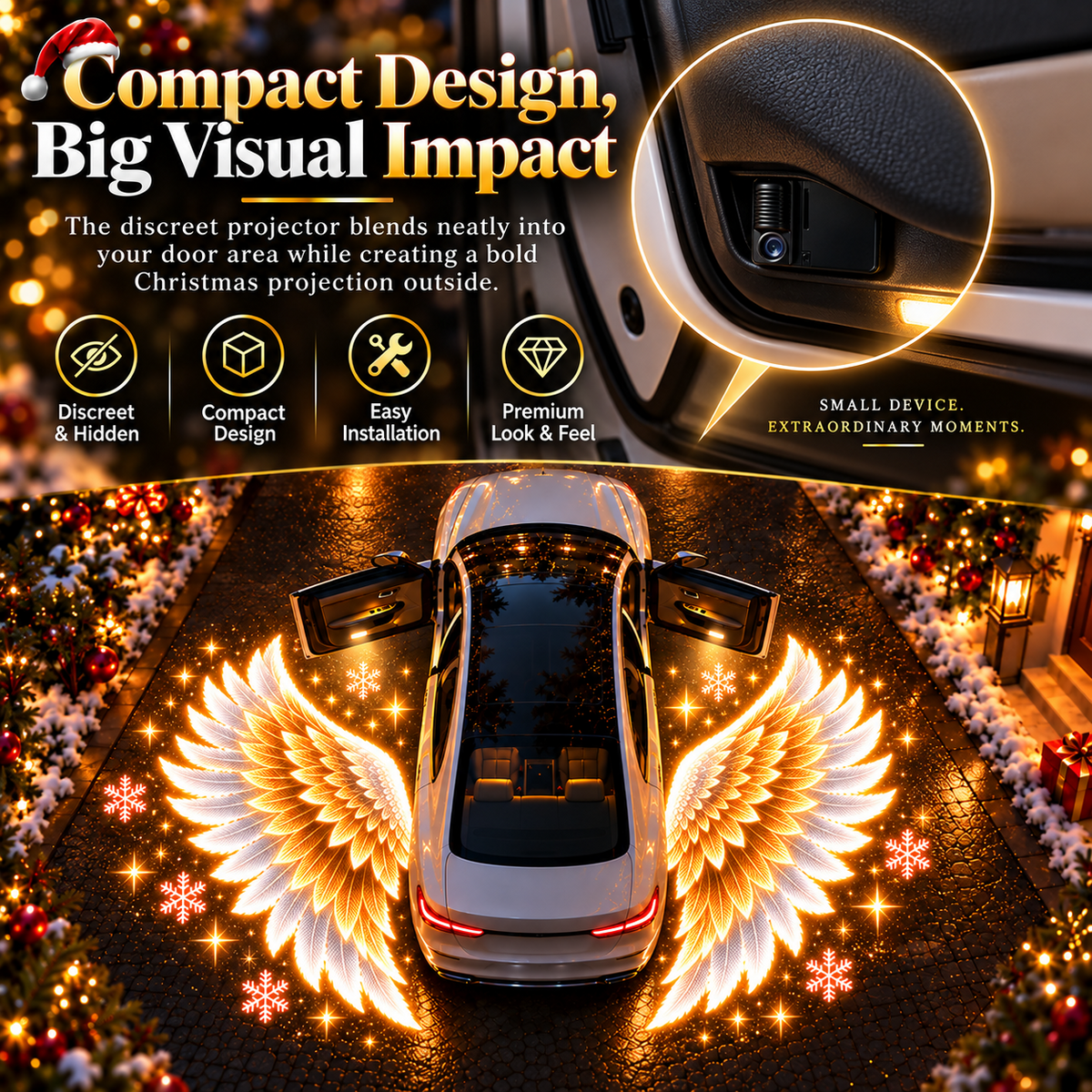 🎄 BUY 1 GET 1 FREE 🎁 Guardian Wings™ – Christmas Angel Wing Car Door Projector Lights (2-Pack) ✨