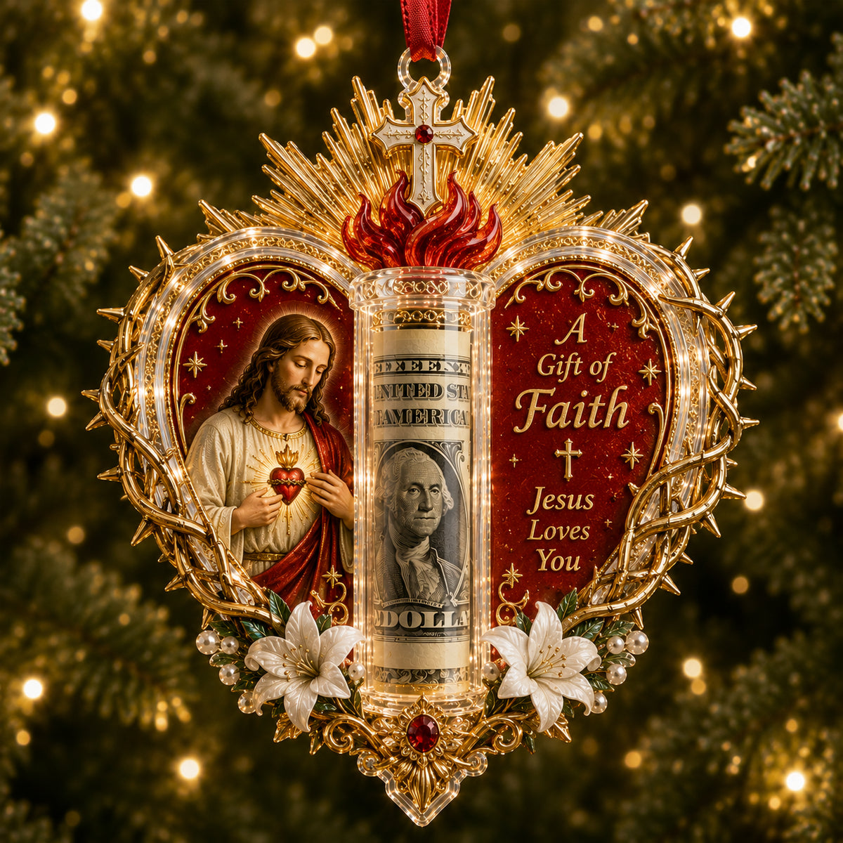 Christian Cash Gift Christmas Ornament – Faith-Inspired Money Holder Keepsake