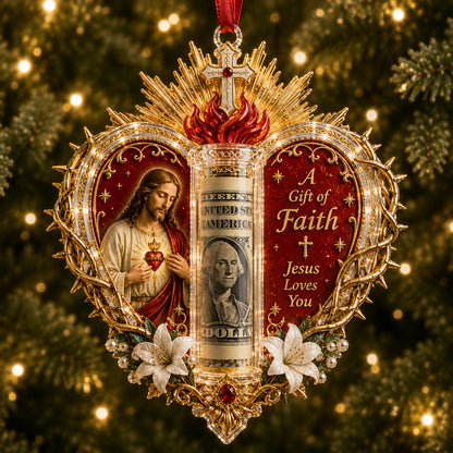 Christian Cash Gift Christmas Ornament – Faith-Inspired Money Holder Keepsake