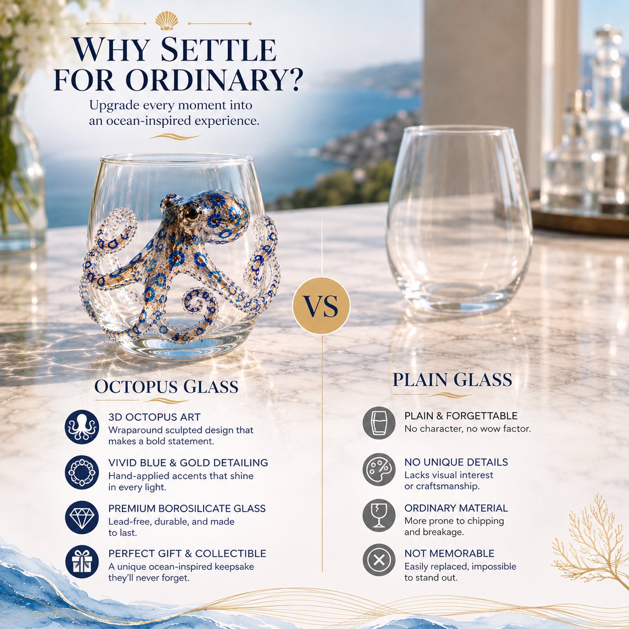 🐠✨ Handcrafted 3D Ocean Animal Glassware🐙Turn Every Sip into an Ocean Adventure
