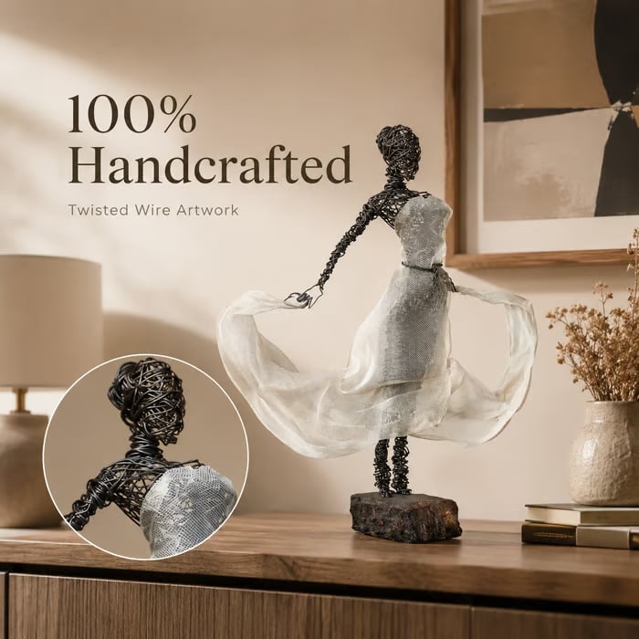 ✨Wire Female Ballet Sculpture | Unique Handcrafted Art Ornament, Elegant Decor for Living Room & Art Lovers