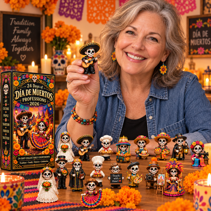 24 Days of Día de Muertos Professions 2026 – 24-Day Collectible Countdown Calendar with 24 Unique Profession Miniatures, Colorful Day of the Dead Gift Collection