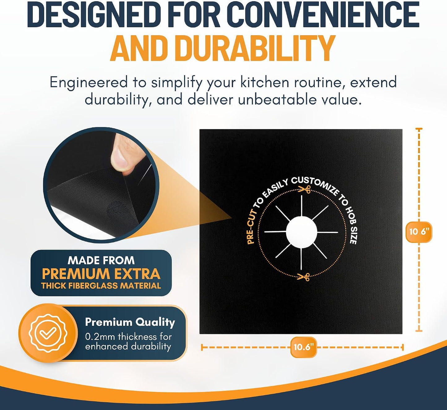 🍳♻️ Reusable Gas Stove Burner Liners – 4PCS Trimmable Non-Stick Stovetop Protectors
