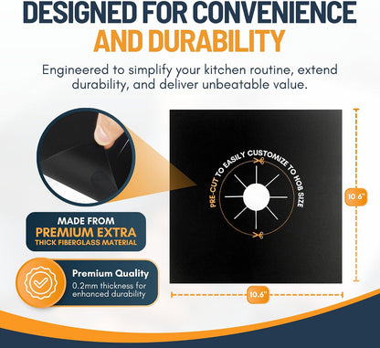 🍳♻️ Reusable Gas Stove Burner Liners – 4PCS Trimmable Non-Stick Stovetop Protectors