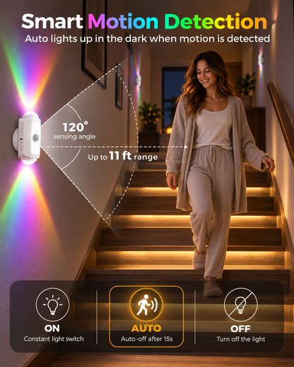 Smart Motion Sensor Wall Light – Rechargeable RGB & Warm Light