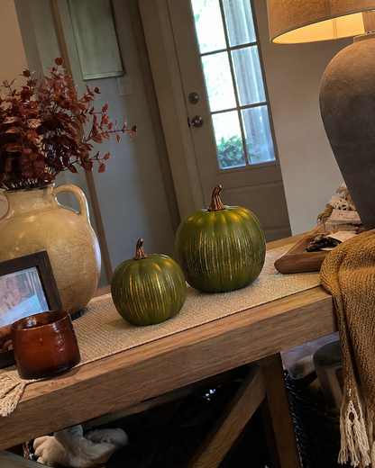 Lighted Starry Night Glass Pumpkin Set