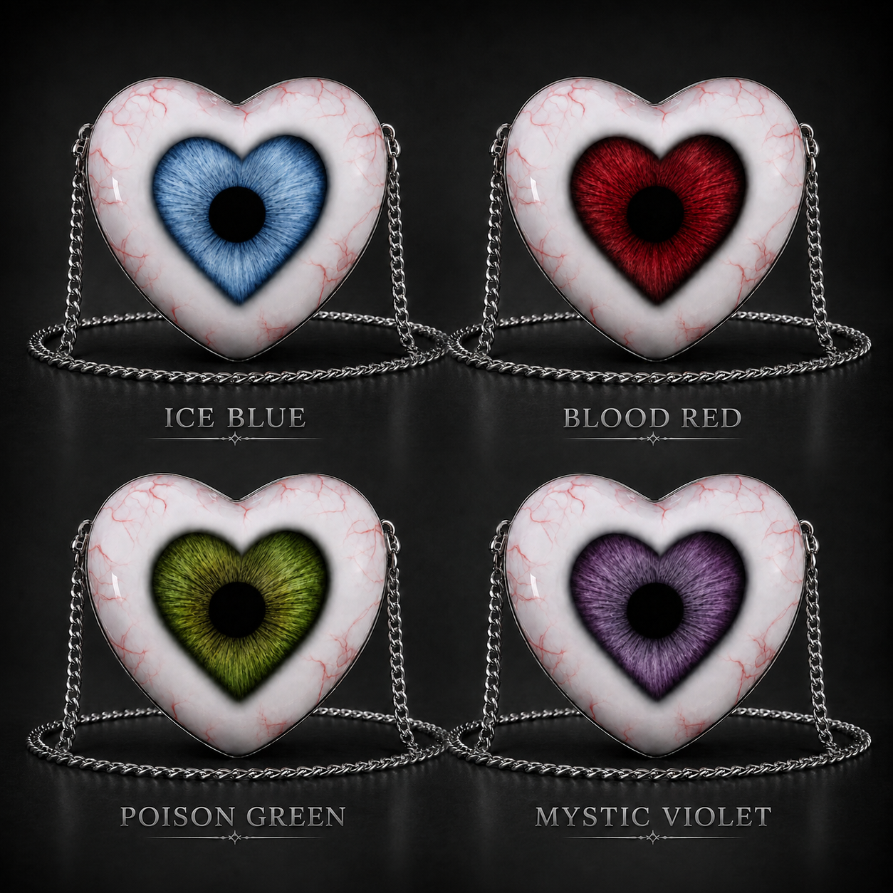 Gothic heart eye crossbody bag with silver chain