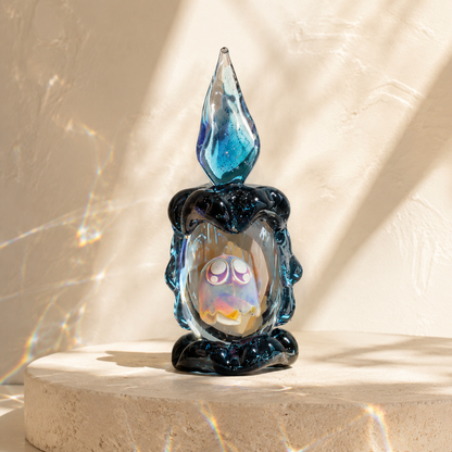 🕯 Tiny Ghost in a Glass Candle – Sun-Catching Collectible Figurine