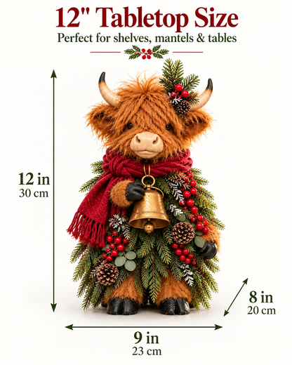 Christmas Highland Cow with Bell