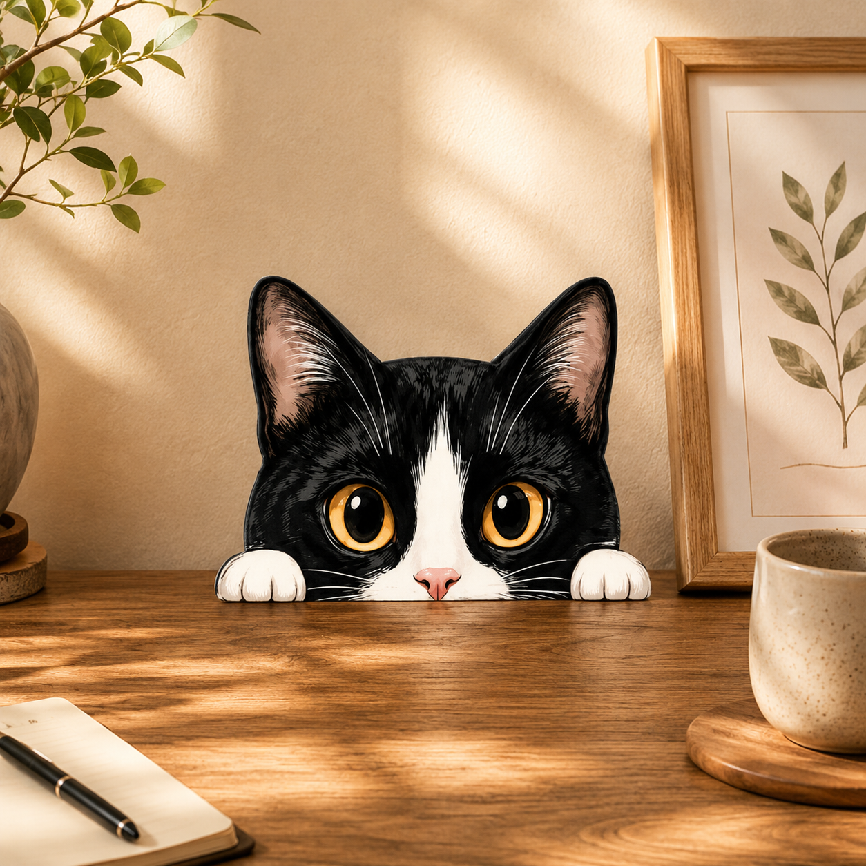 Peeking Cat Shelf Sitter Decor