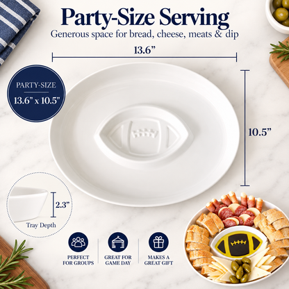 Game Day Football Serving Tray – Porcelain Snack & Dip Platter